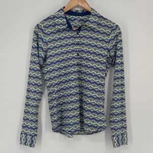 EP New York Women Long Sleeve Polo Shirt S Multi Geometric Golf Top